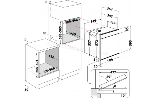 WHIRLPOOL W9 OM2 4MS2 H - Dimensions