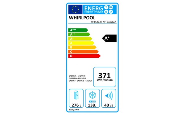 WHIRLPOOL WBA4327NFIX AQUA - &Eacute;tiquette &eacute;nergie