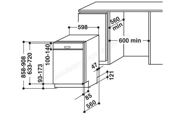 WHIRLPOOL WBC3C26B - Sch&eacute;ma d'encastrement