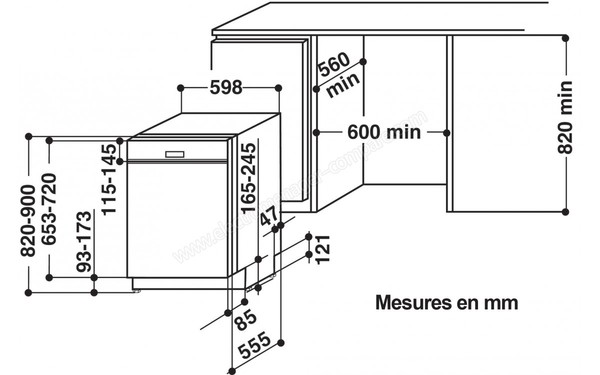 WHIRLPOOL WBC3C26PX - Sch&eacute;ma d'encastrement