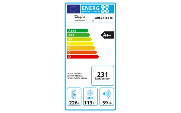 WHIRLPOOL WBE 34162 TS - &Eacute;tiquette &eacute;nergie