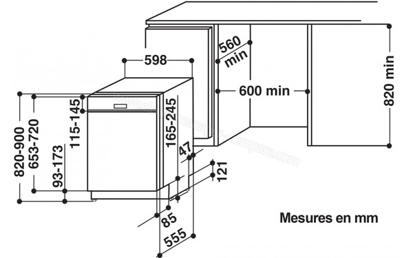 WHIRLPOOL WBO3T123PFX - Sch&eacute;ma d'encastrement