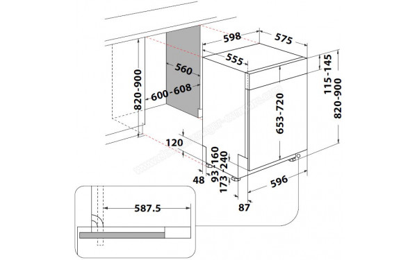 WHIRLPOOL WBO3T333P6.5X - Dimensions