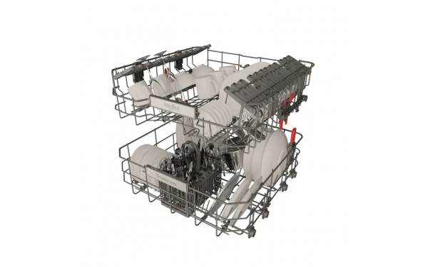 WHIRLPOOL WBO3T333P6.5X - Vue du panier inf&eacute;rieur et sup&eacute;rieur
