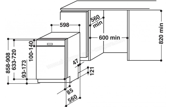 WHIRLPOOL WCBO3T123PFI - Sch&eacute;ma d'encastrement
