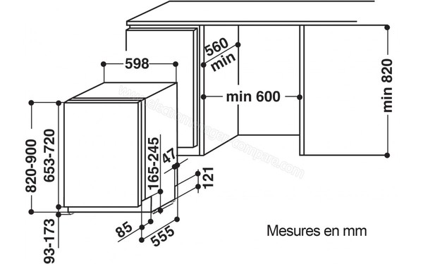 WHIRLPOOL WCIO3T1236PE - Sch&eacute;ma d'encastrement