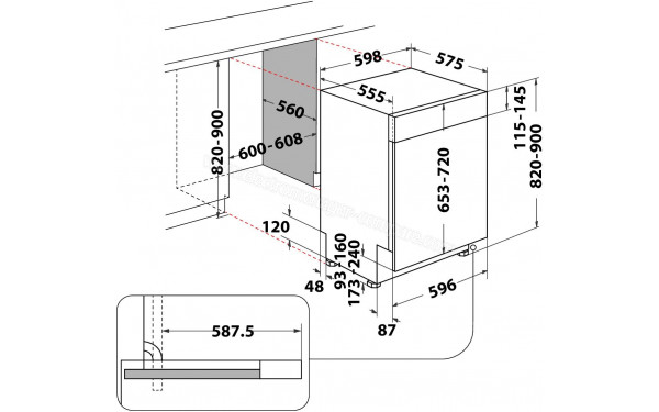 WHIRLPOOL WD0BD851AX - Dimensions