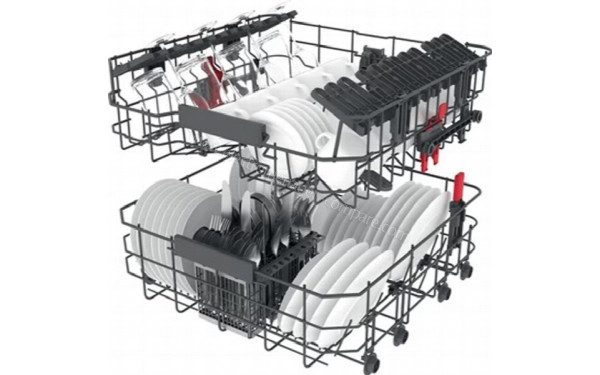 WHIRLPOOL WFC3C34APX - Vue du panier inf&eacute;rieur et sup&eacute;rieur