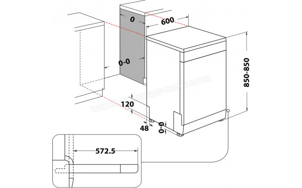 WHIRLPOOL WFO3O33PLX - Dimensions
