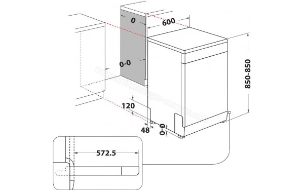 WHIRLPOOL WFO3T141PX - Dimensions