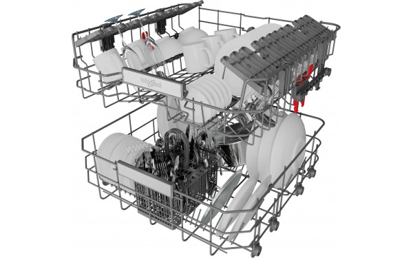 WHIRLPOOL WFO3T142X - Vue du panier inf&eacute;rieur et sup&eacute;rieur
