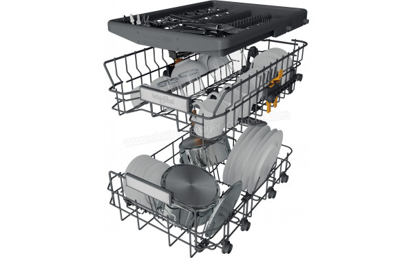 WHIRLPOOL WH6IB10BS7LA0 - Vue du panier inf&eacute;rieur, sup&eacute;rieur et tiroir sup&eacute;rieur