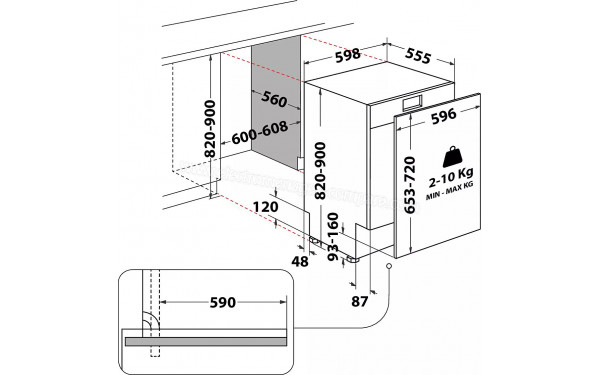 WHIRLPOOL WH6ITA14B1N6LW - Dimensions