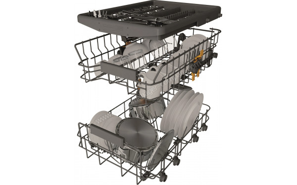 WHIRLPOOL WH6PC11BS7A0 - Vue du panier inf&eacute;rieur, sup&eacute;rieur et tiroir sup&eacute;rieur