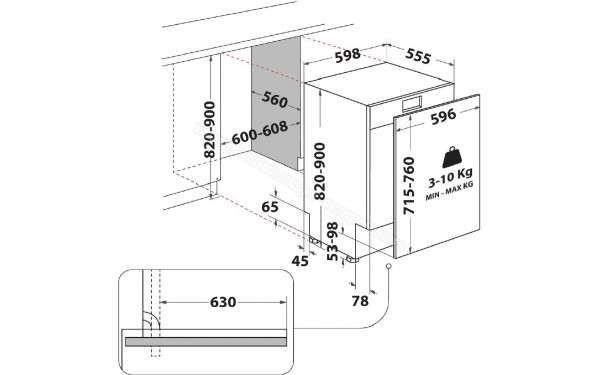 WHIRLPOOL WH7IA15AM6T0 - Dimensions