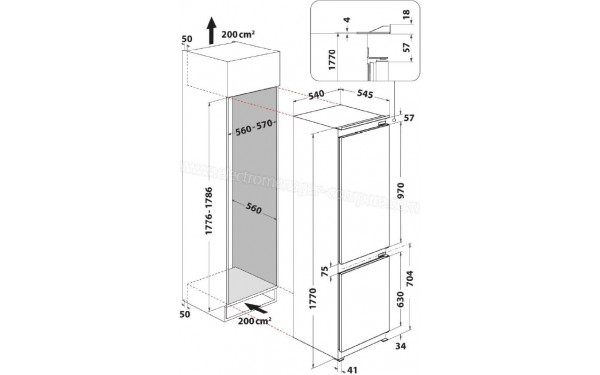 WHIRLPOOL WHC18D021A1SFFR - Dimensions