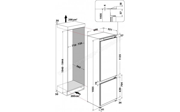 WHIRLPOOL WHSP70T232P - Dimensions