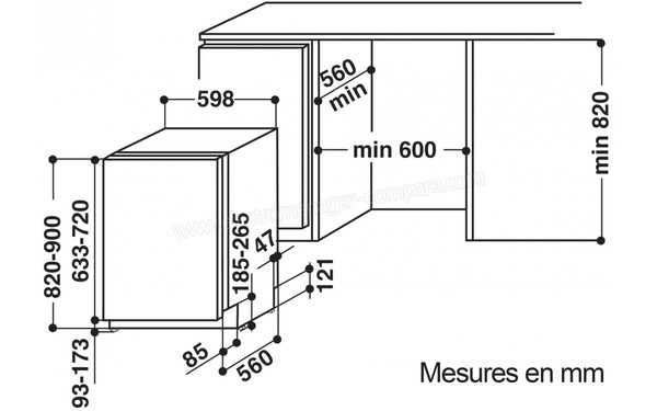 WHIRLPOOL WIC3C24PE - Sch&eacute;ma d'encastrement
