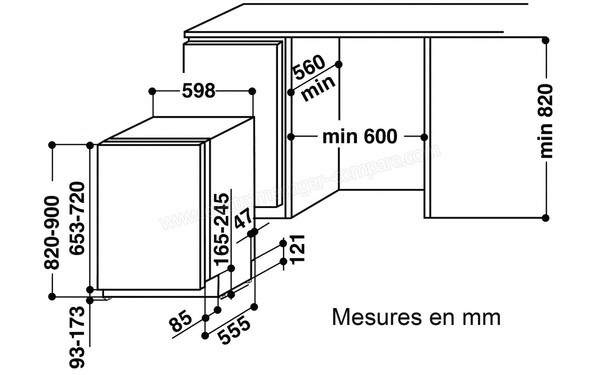 WHIRLPOOL WIC3C26F - Sch&eacute;ma d'encastrement