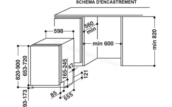 WHIRLPOOL WIC3C34PE - Dimensions