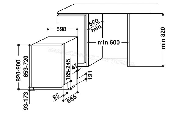 WHIRLPOOL WIE2B16 - Sch&eacute;ma d'encastrement