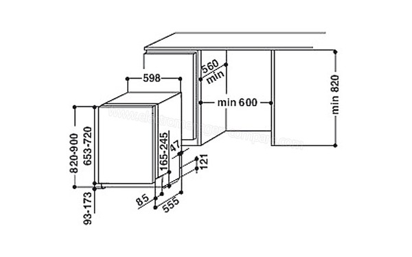 WHIRLPOOL WIF4O43DLGTE - Sch&eacute;ma d'encastrement