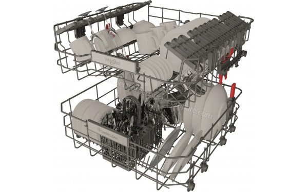 WHIRLPOOL WIO3T133PE6.5 - Vue du panier inf&eacute;rieur et sup&eacute;rieur