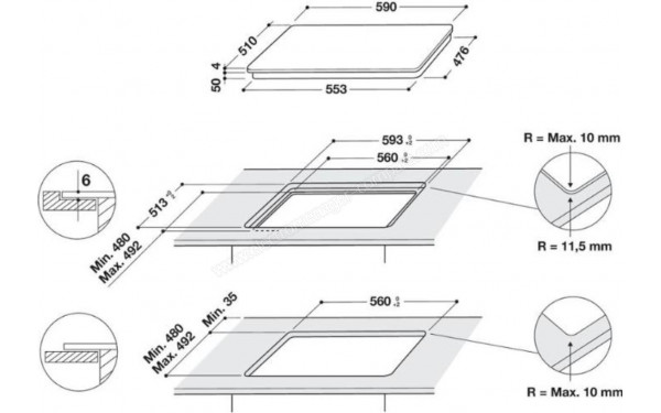 WHIRLPOOL WL S1360 NE - Dimensions