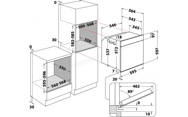 WHIRLPOOL WOI11P8FHT2SBAF - Dimensions