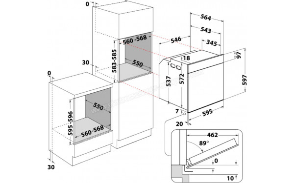 WHIRLPOOL WOI4S81PM1SBAF - Dimensions