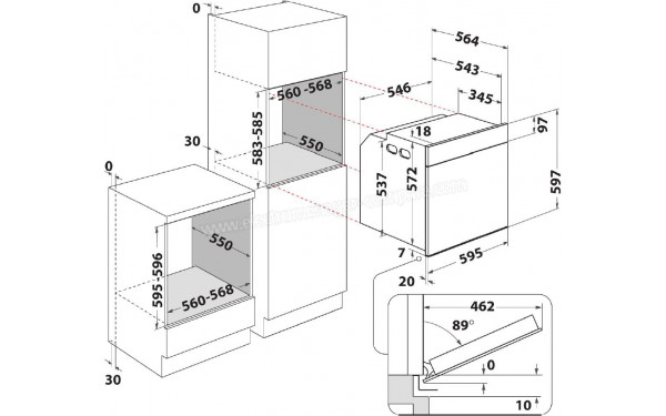 WHIRLPOOL WOI4S8PM1SWAF - Dimensions