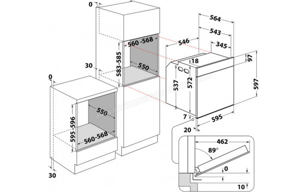 WHIRLPOOL WOI6A8PT1SXAF - Dimensions