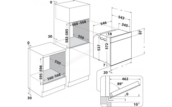 WHIRLPOOL WOI6L80PB1SBA0 - Dimensions