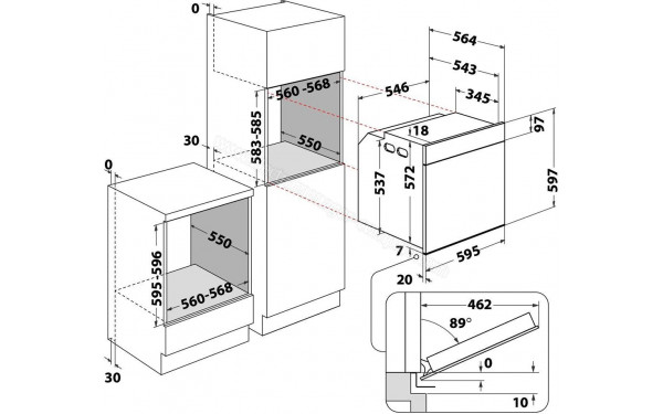 WHIRLPOOL WOI78FPT1SSGAF - Dimensions