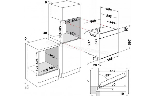 WHIRLPOOL WOI7A8FPT1SSGAF - Dimensions