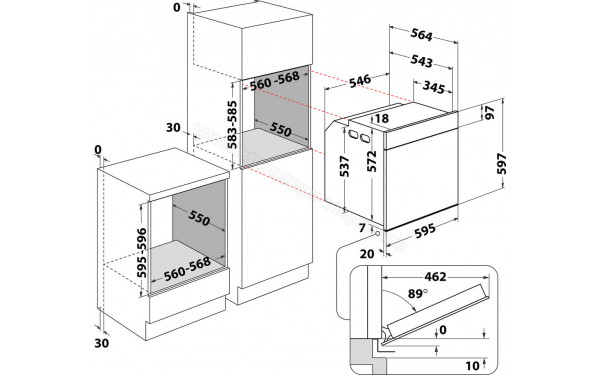 WHIRLPOOL WOI9A8FPT2SBAF - Dimensions
