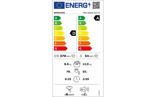 WHIRLPOOL WPD2836WADSFR - &Eacute;tiquette &eacute;nergie v2