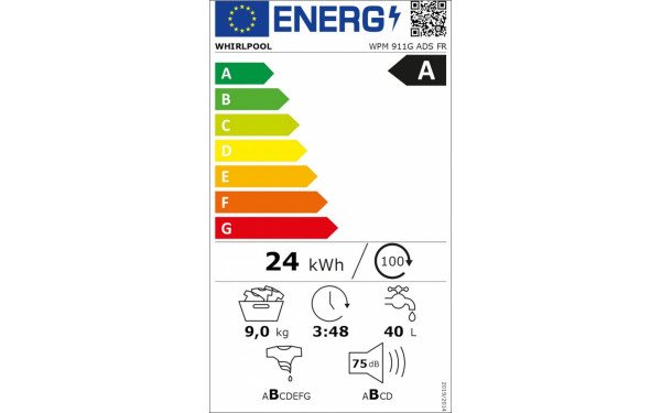 WHIRLPOOL WPM911GADSFR - &Eacute;tiquette &eacute;nergie v2