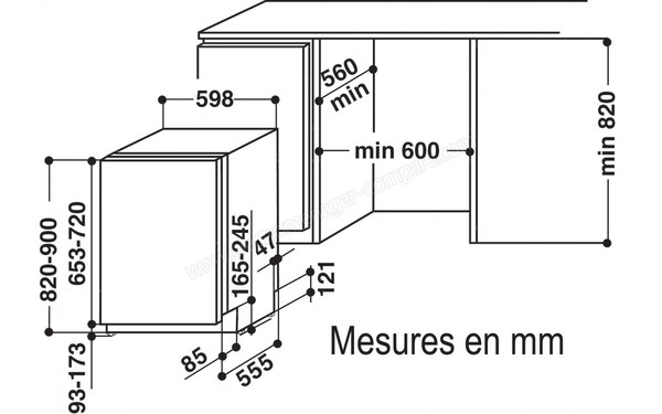WHIRLPOOL WRIC3C26P - Sch&eacute;ma d'encastrement