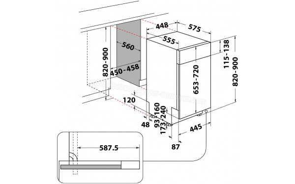 WHIRLPOOL WSBO3O34PFX - Dimensions