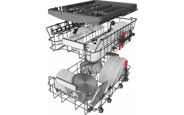 WHIRLPOOL WSFO3O34PF - Vue du panier inf&eacute;rieur, sup&eacute;rieur et tiroir sup&eacute;rieur