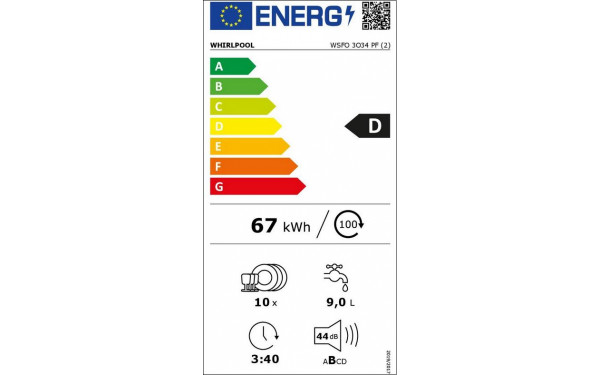 WHIRLPOOL WSFO3O34PF - &Eacute;tiquette &eacute;nergie v2