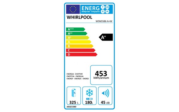 WHIRLPOOL WSN5586A+W - &Eacute;tiquette &eacute;nergie