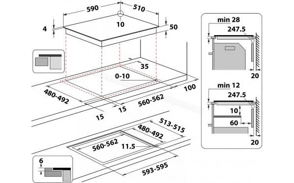 WHIRLPOOL WSQ2460NE - Dimensions