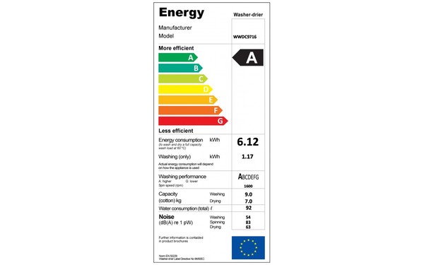 WHIRLPOOL WWDC9716 Import EU - &Eacute;tiquette &eacute;nergie