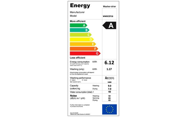 WHIRLPOOL WWDC9716 - &Eacute;tiquette &eacute;nergie
