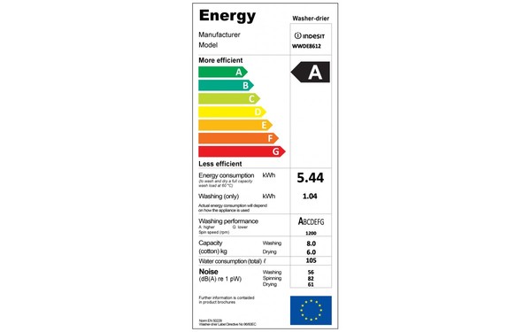 WHIRLPOOL WWDE8612 - &Eacute;tiquette &eacute;nergie