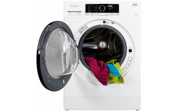 WHIRLPOOL ZEN8 - Vue de face avec hublot ouvert (cr&eacute;dit : Boulanger)