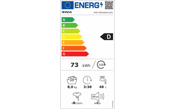 WINIA WVD-08T0WW12U51 - &Eacute;tiquette &eacute;nergie v2