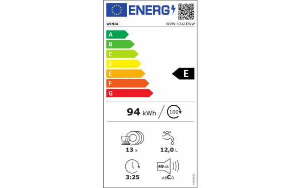 WINIA WVW-13A1EWW - &Eacute;tiquette &eacute;nergie v2